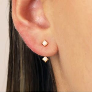 White fire opal - titanium/ silver earrings